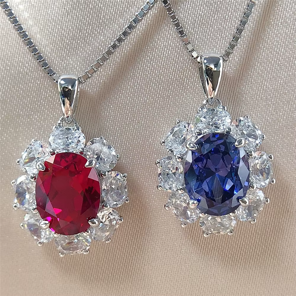 Pendentif de fiançailles en or blanc regardé 2CT pour femme, adrenSapphire, forme nar, beaux accesso