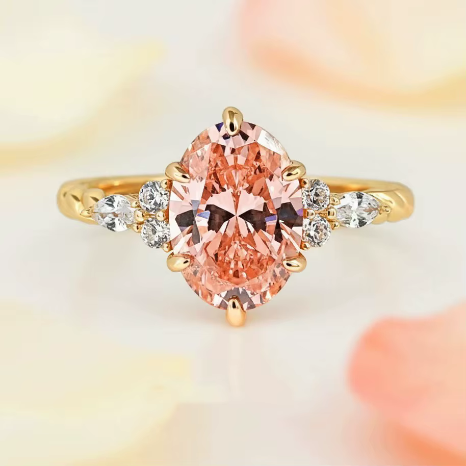 Bague rétro Parraca rose et orange - Bague de mariage en corde torsadée en spirale - Mignonne pour l