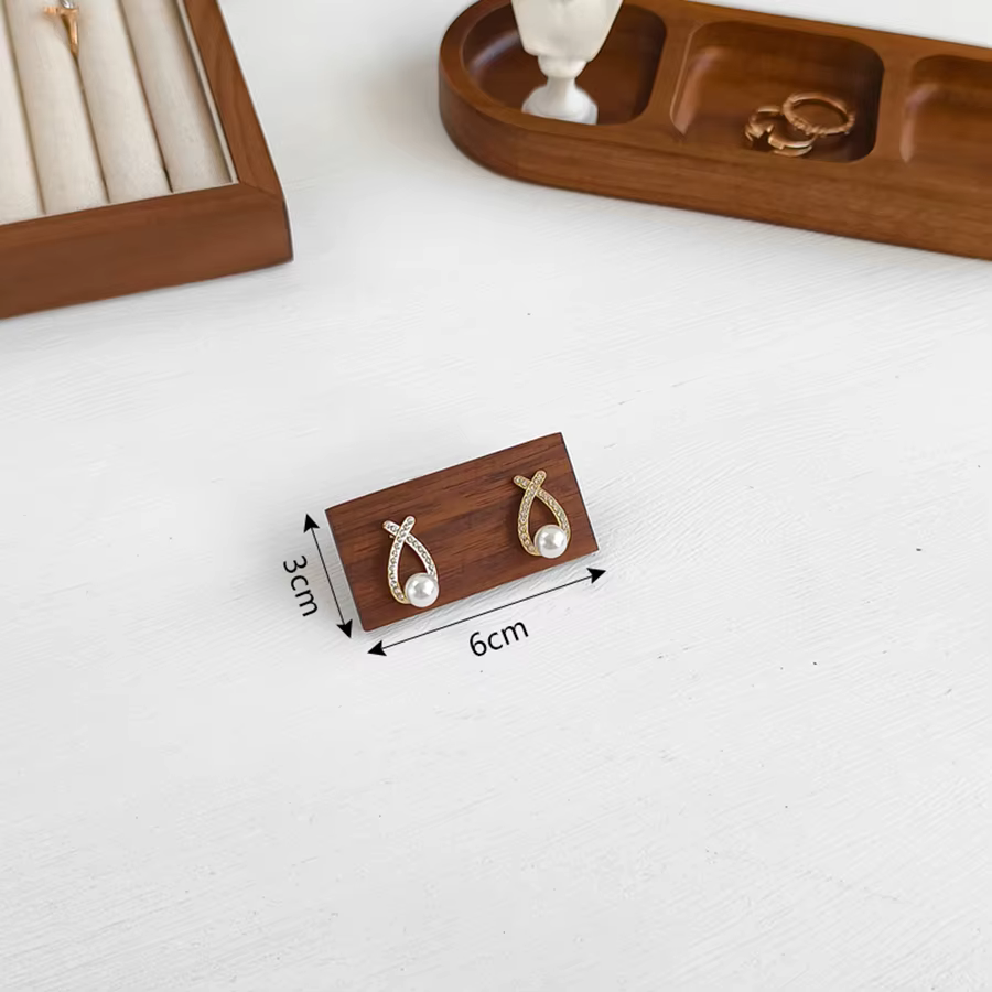 Présentoir de boucles d'oreilles et bagues en noyer haut de gamme, support organisateur de rangement