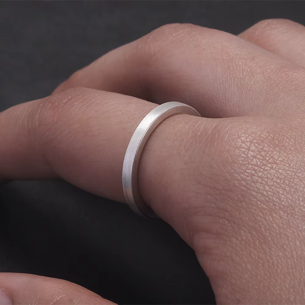 Bague en argent sterling 925 mat brossé pour homme et femme, bague de couple, simple, confortable, a