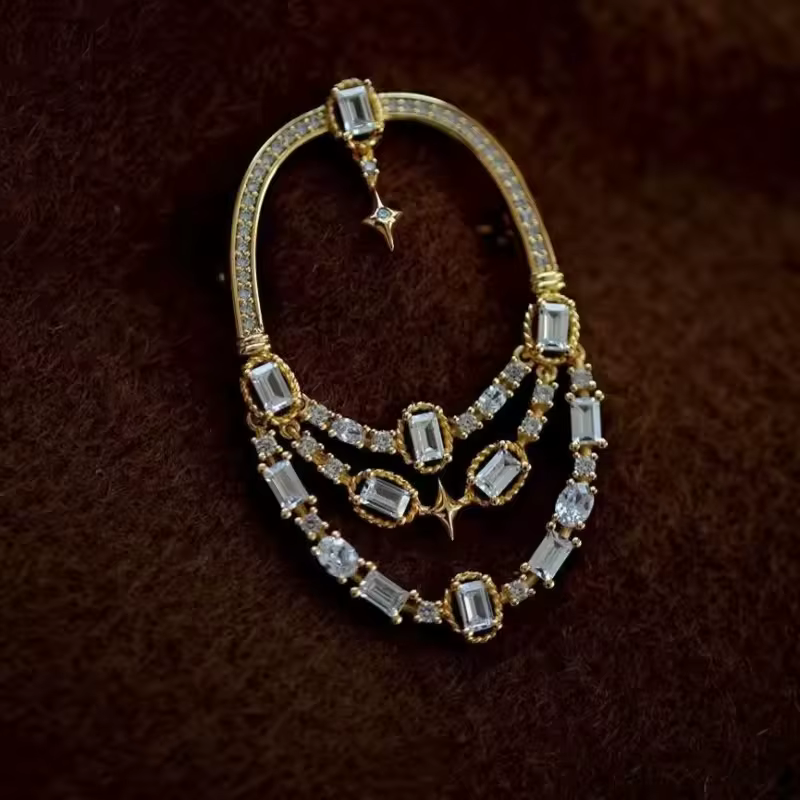 Broche pendentif en strass baroques pour femmes, Design Unique, costume pour dames, manteau, accesso
