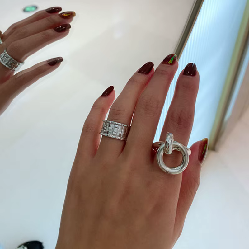 Bagues de fiançailles en argent pour femmes et couples, pendentif cercle créatif, bijoux de fête d'a