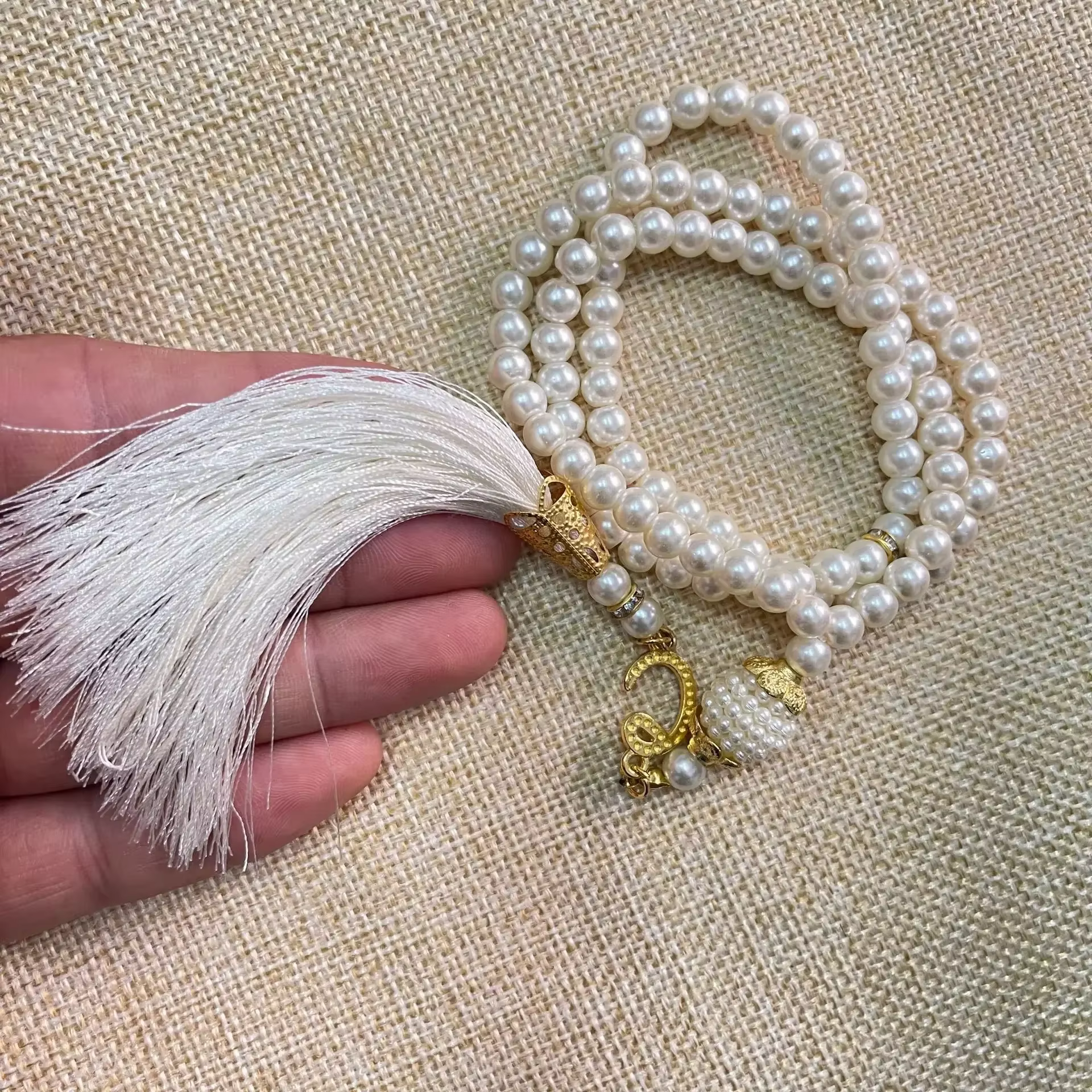Bracelet de prière musulman 99 perles Tasbih Misbaha islamique, collier à pompon en perles, bijoux R