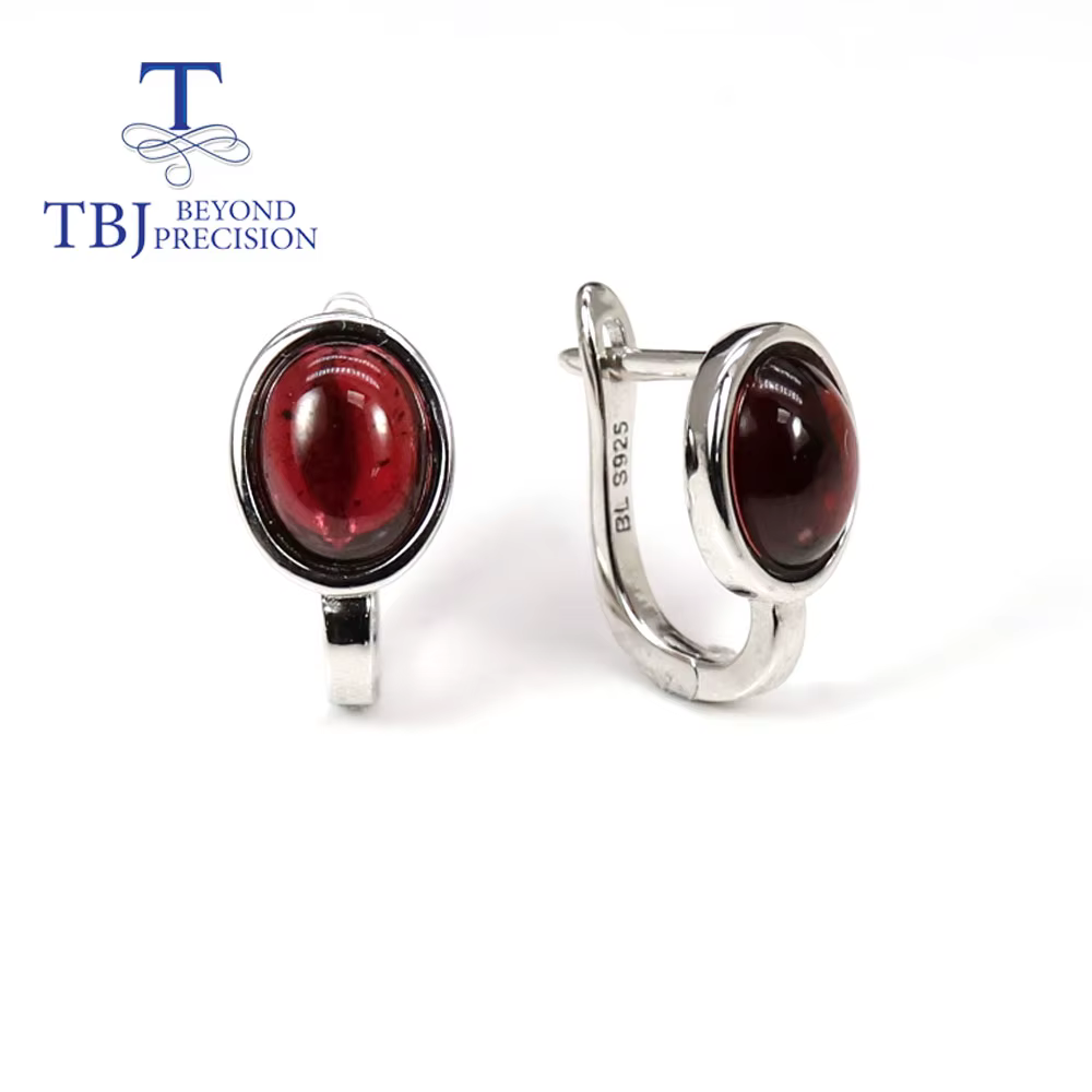 Boucles d'oreilles à fermoir en grenat naturel du Mozambique, 7x9mm, 4,6ct, pierre précieuse ovale, 