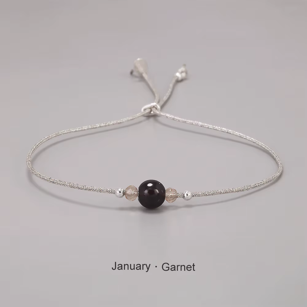 Bracelet en pierre de naissance fait à la main pour filles et femmes, corde tressée en pierre nature