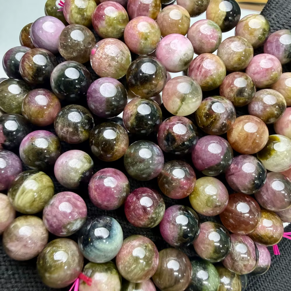 Tourmaline Melon d'Eau Naturelle du Brésil Meihan 4A, Perles Rondes Lisses, Bijoux de Mode pour la C