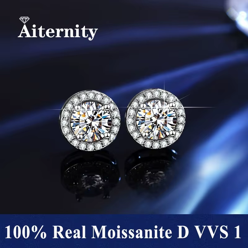 Boucles d'oreilles Moissanite pour femmes, stylo de Test de diamant, 100% avec certificat, clous d'o