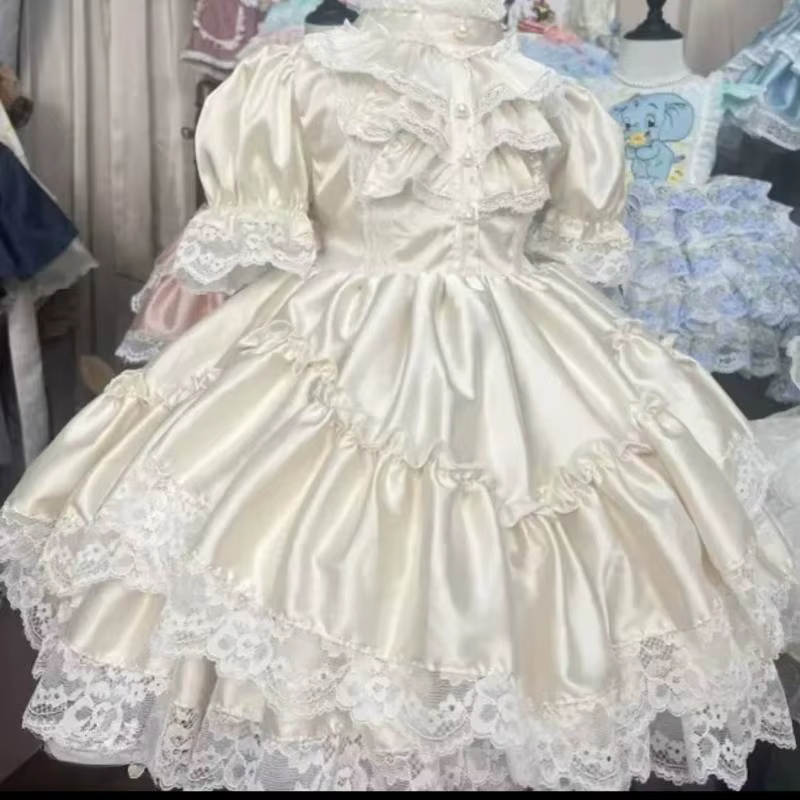 Robe de mariée faite à la main pour filles, style Lolita, robe de demoiselle d'honneur pour enfants,