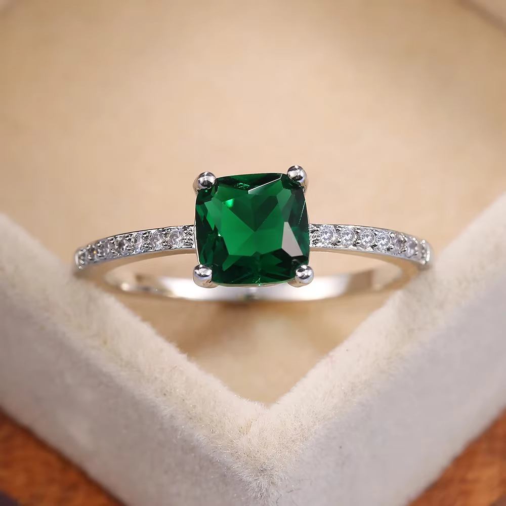 Huitan – bague de fiançailles série bleue pour femmes, 4 couleurs disponibles, bijoux plaqués argent