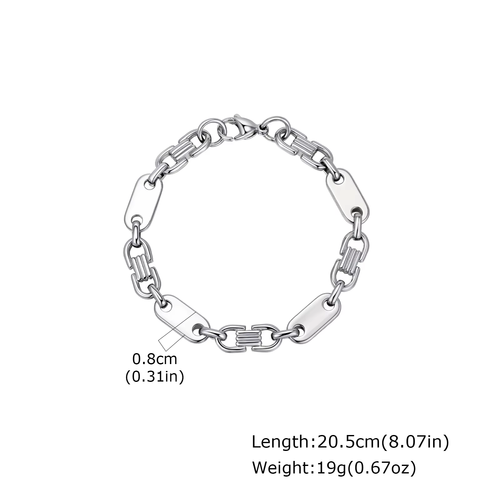 Bracelet classique tendance en acier inoxydable pour hommes, Bracelet à chaîne géométrique fait à la
