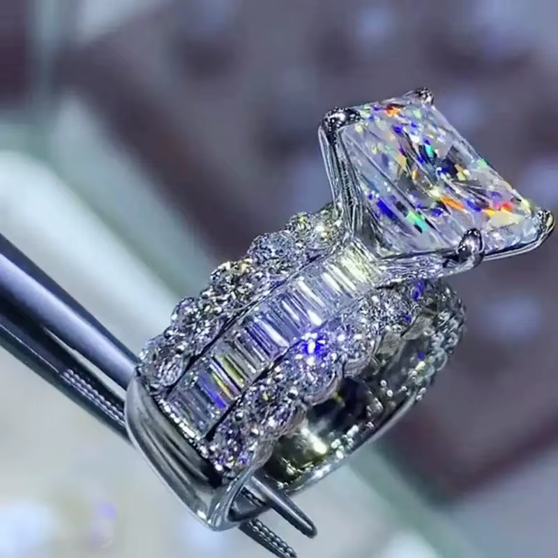 Huretailers-Bague carrée princesse pour femme, bijoux de doigt, cadeau de doigt, bague de luxe pour 