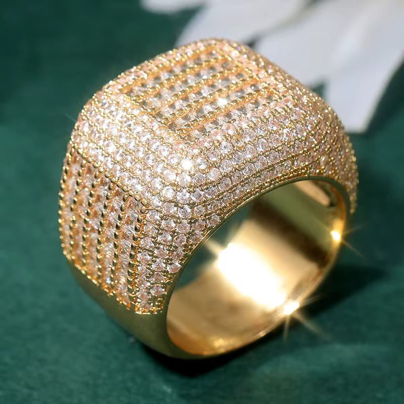 Magnifique bague de mariage large plaquée or pour femme, de forme carrée, accessoires de bijoux de m