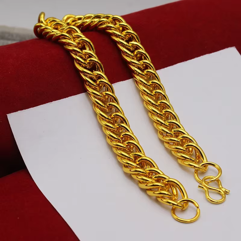 Collier pour hommes en or massif 24K AU999, 60cm, chaîne de Style patron lourd, bijoux de déclaratio