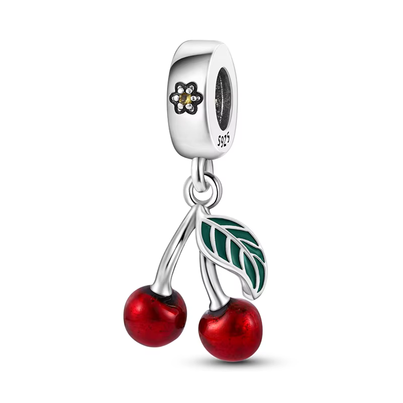 Breloques originales en argent sterling 925, perles, pendentifs, cerise, fraise, nœud papillon, pomm