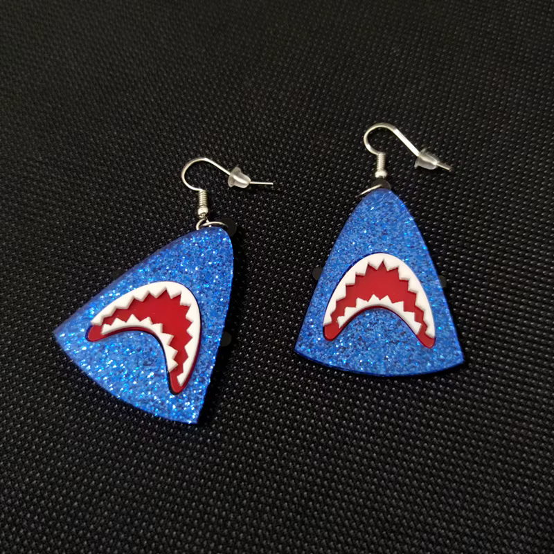 KUGUYS boucles d'oreilles en forme de requin pour femme, bijoux tendance, paillettes, accessoires ac