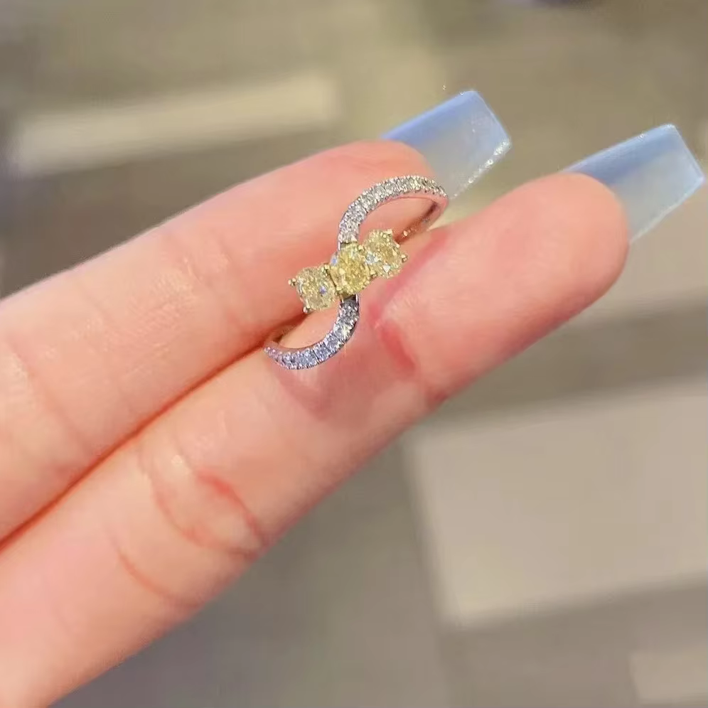 Bague carrée en diamant Citrine sucre pour femmes, plaqué argent 925, bijoux simples, cadeau d'anniv