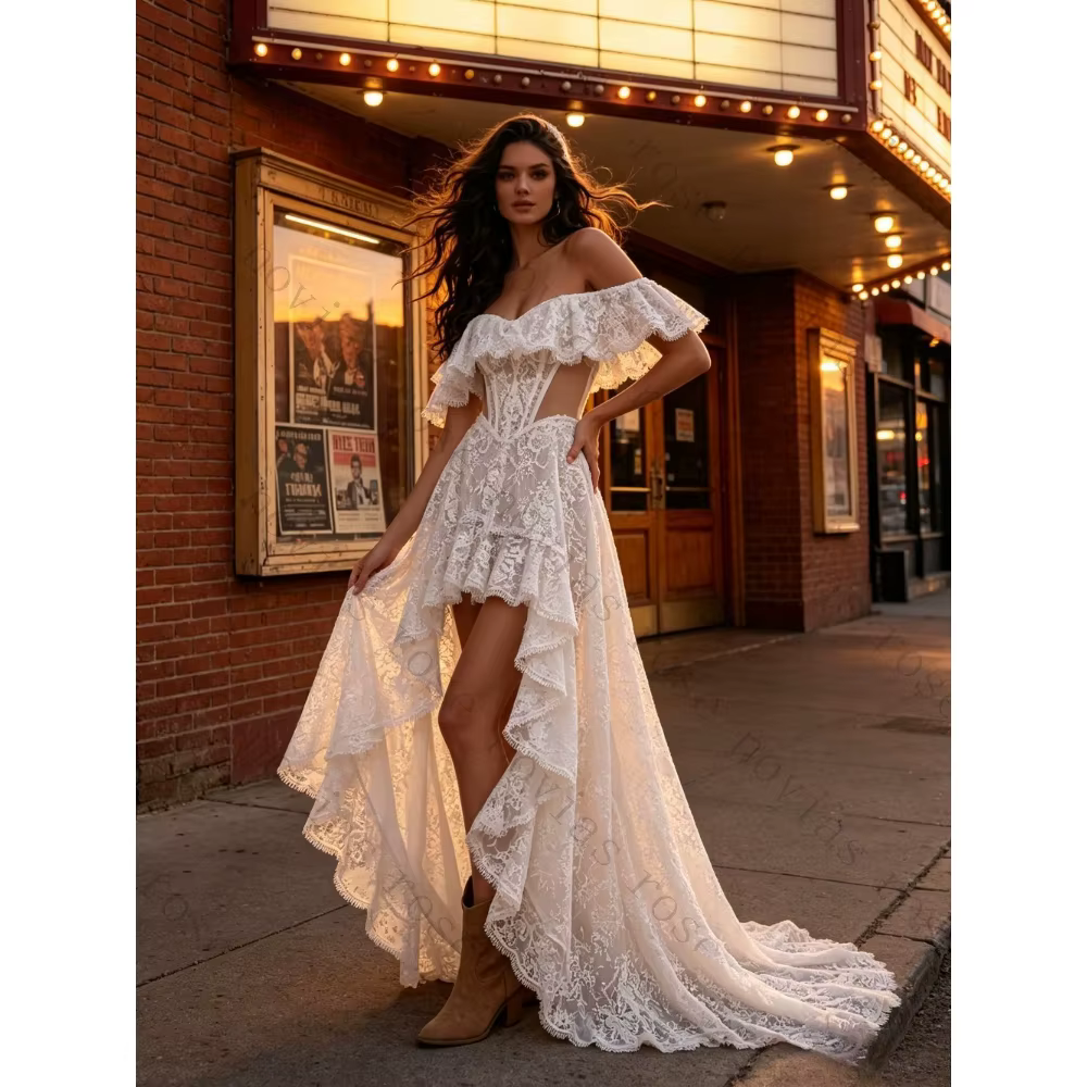 Robes de mariée de plage bohèmes simples personnalisées en dentelle 2026, blanches, nouvelles, à épa