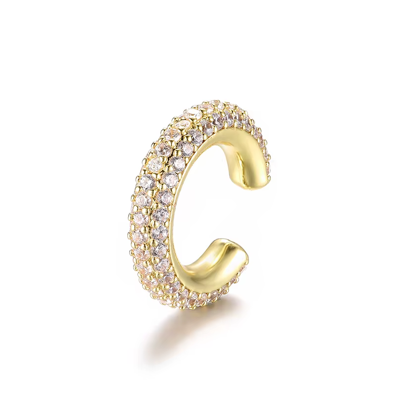 Boucles d'oreilles rondes IPC en forme de C pour femmes, faux boucles d'oreilles non percées, zircon