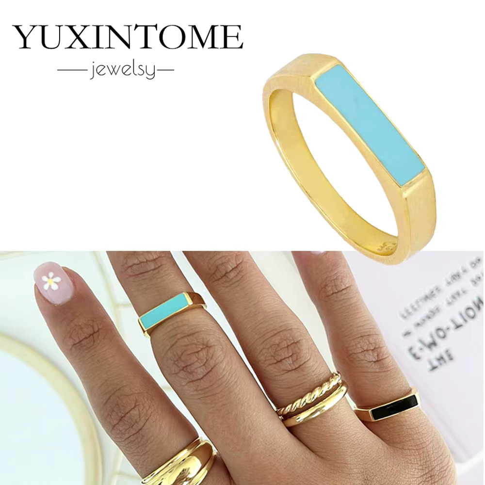 Bague en émail plaqué or/argent 24K pour femmes, ronde et fine, de luxe, en Zircon vert/violet/rose,