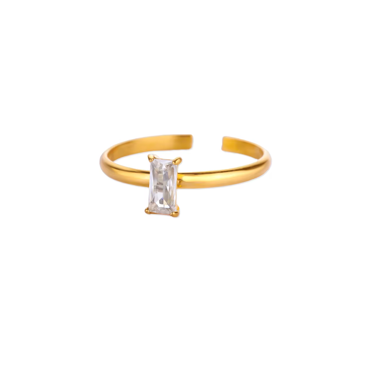 Bagues en acier inoxydable pour femmes, couleur or, Zircon, anneau d'ouverture, minimaliste, bijoux 