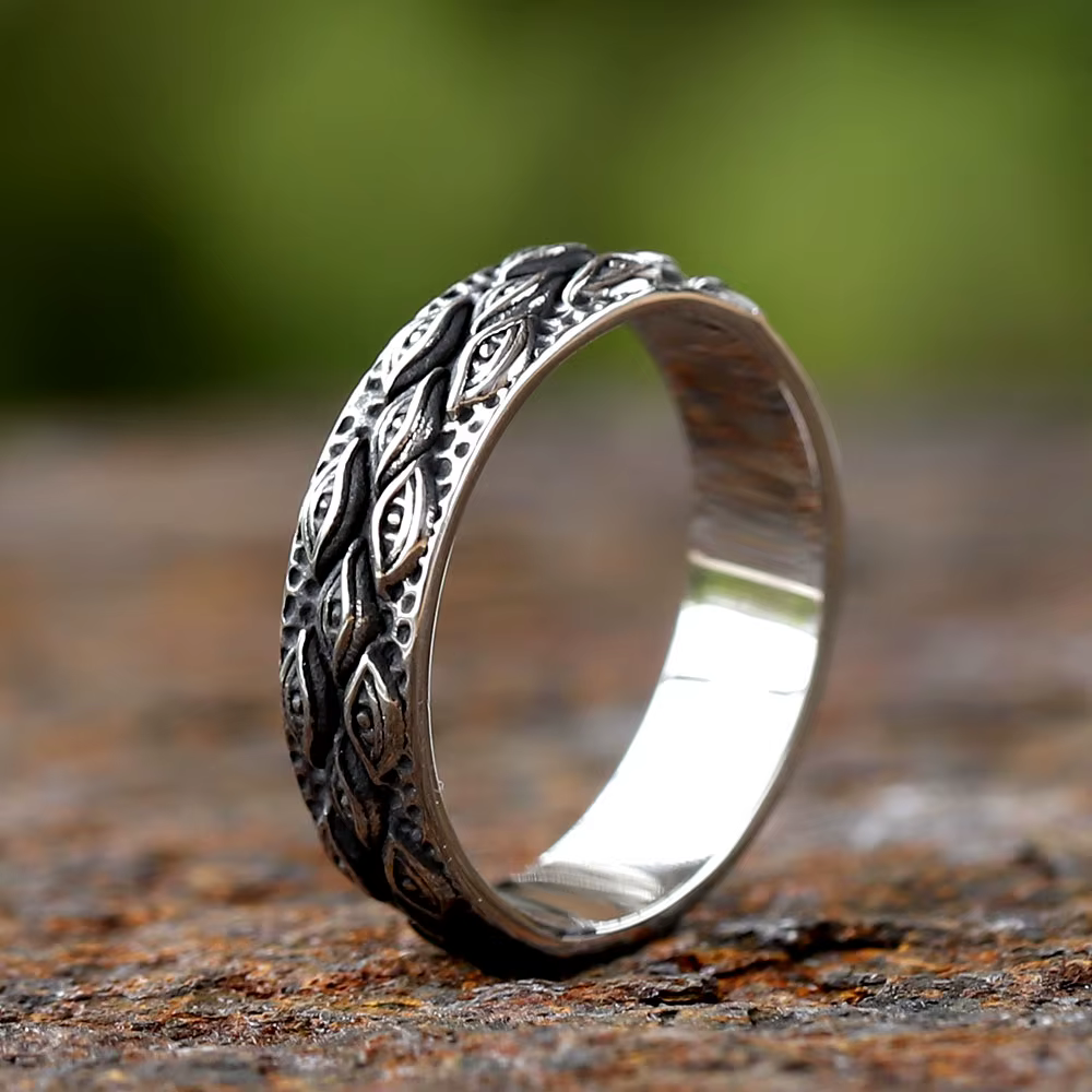 Bague en acier inoxydable 316L pour hommes, mythologie japonaise, yeux sculptés, Cool Rock, bijoux c