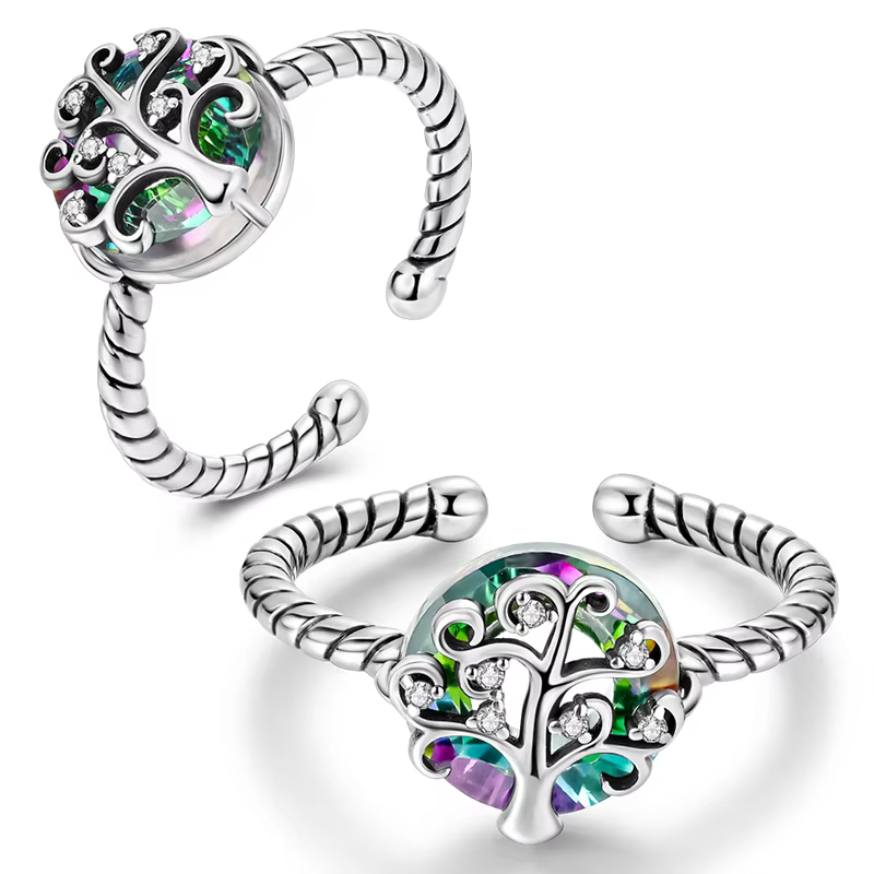 Bagues de mariage ouvertes pour femme en argent sterling 925 avec zirconium étincelant, collection P