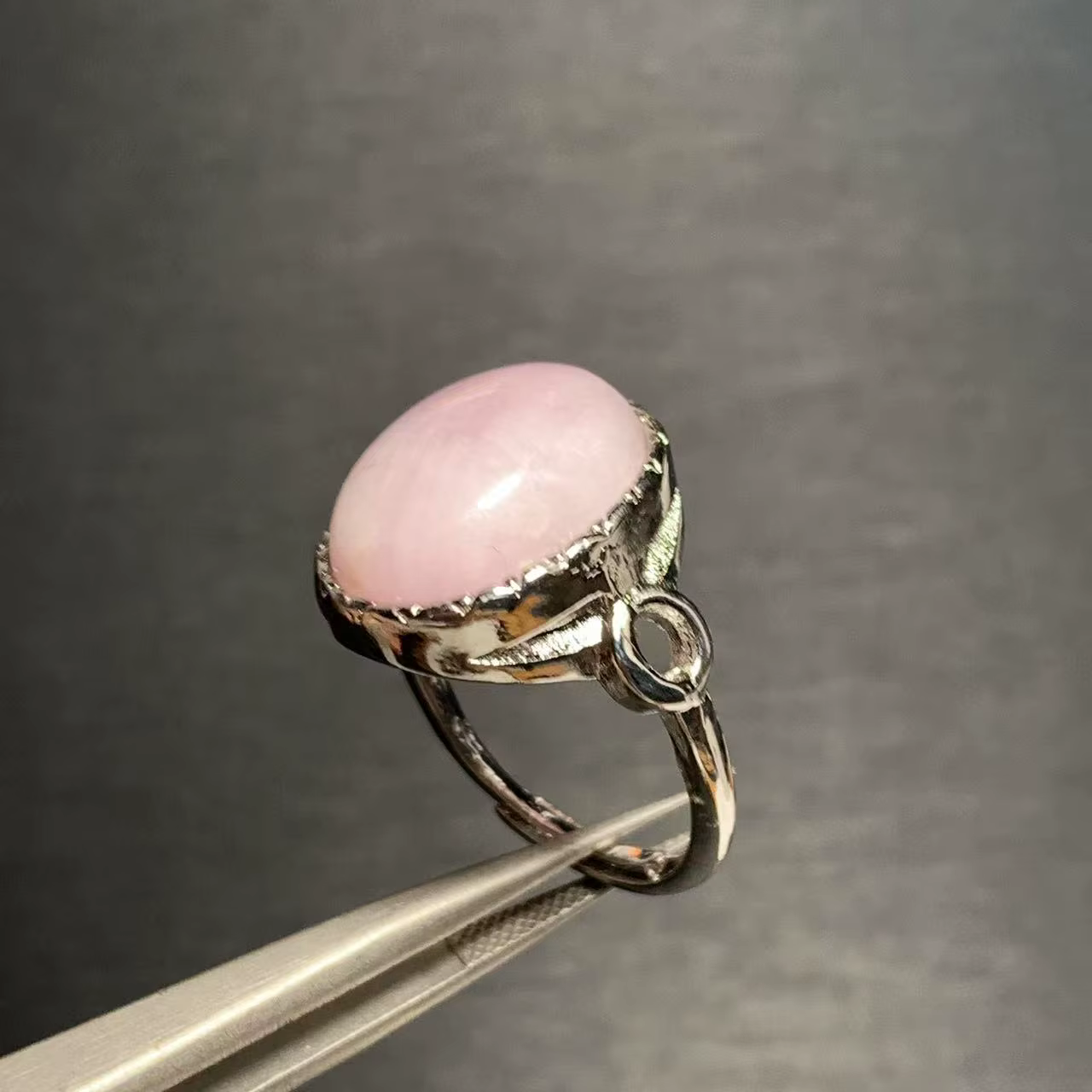 Bague Kunzite naturelle 17x12, pierre ovale, bagues faites à la main, bijoux fins pour femmes, cadea