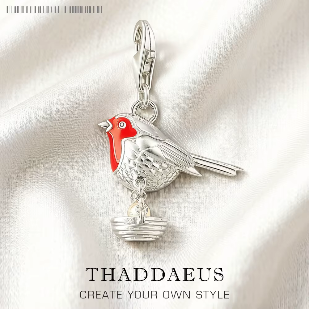 Red C. Bird Dangle Charm pour femme, argent regardé 925, joli cadeau, tout neuf