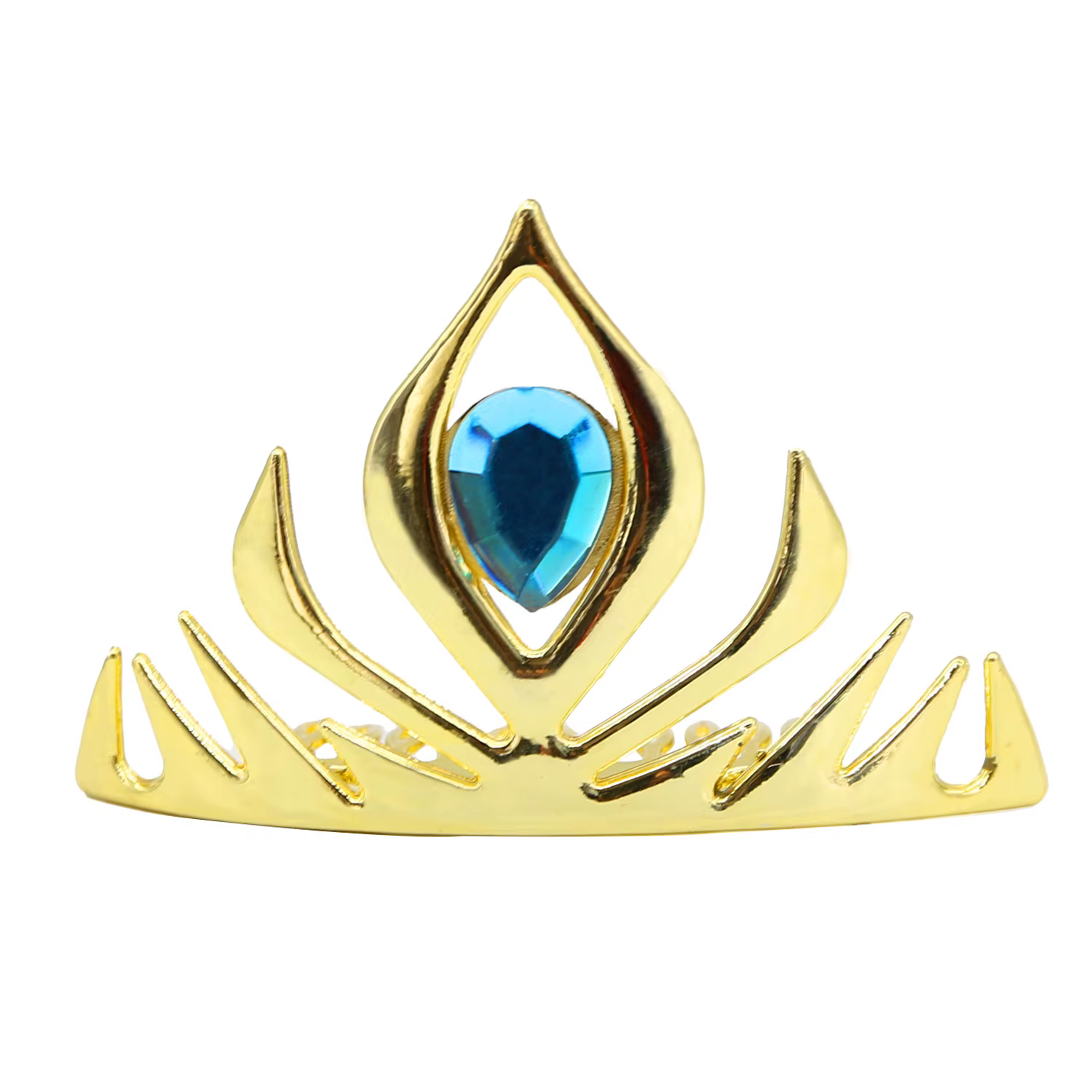 Couronne de reine dorée pour filles, cristal bleu brillant, couronne de bal de princesse, peigne à c