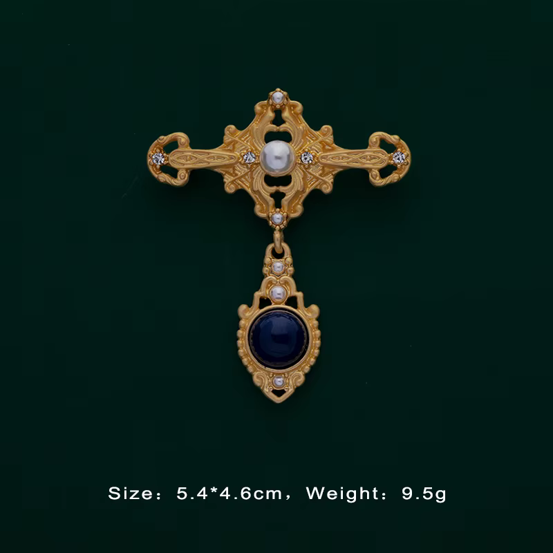Baroque Vintage couleur or cristal perles broches broche gemme creux géométrique Rectangle broche co