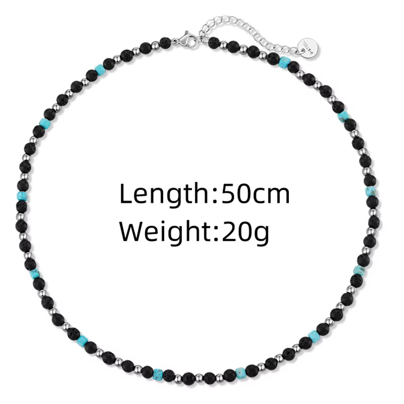 ROXI |   Collier en pierre pour homme, nouveau, en acier inoxydable, avec breloque noire, bijoux de 