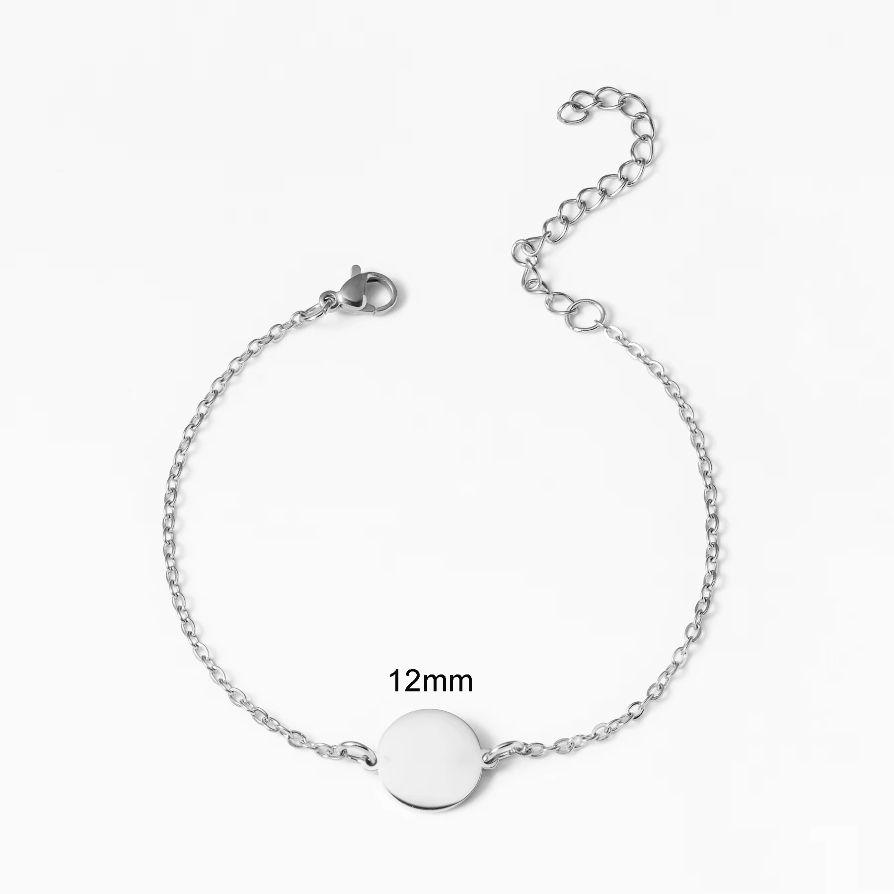 Bracelet d'identification personnalisé avec photo et texte gravés au laser, acier inoxydable poli mi