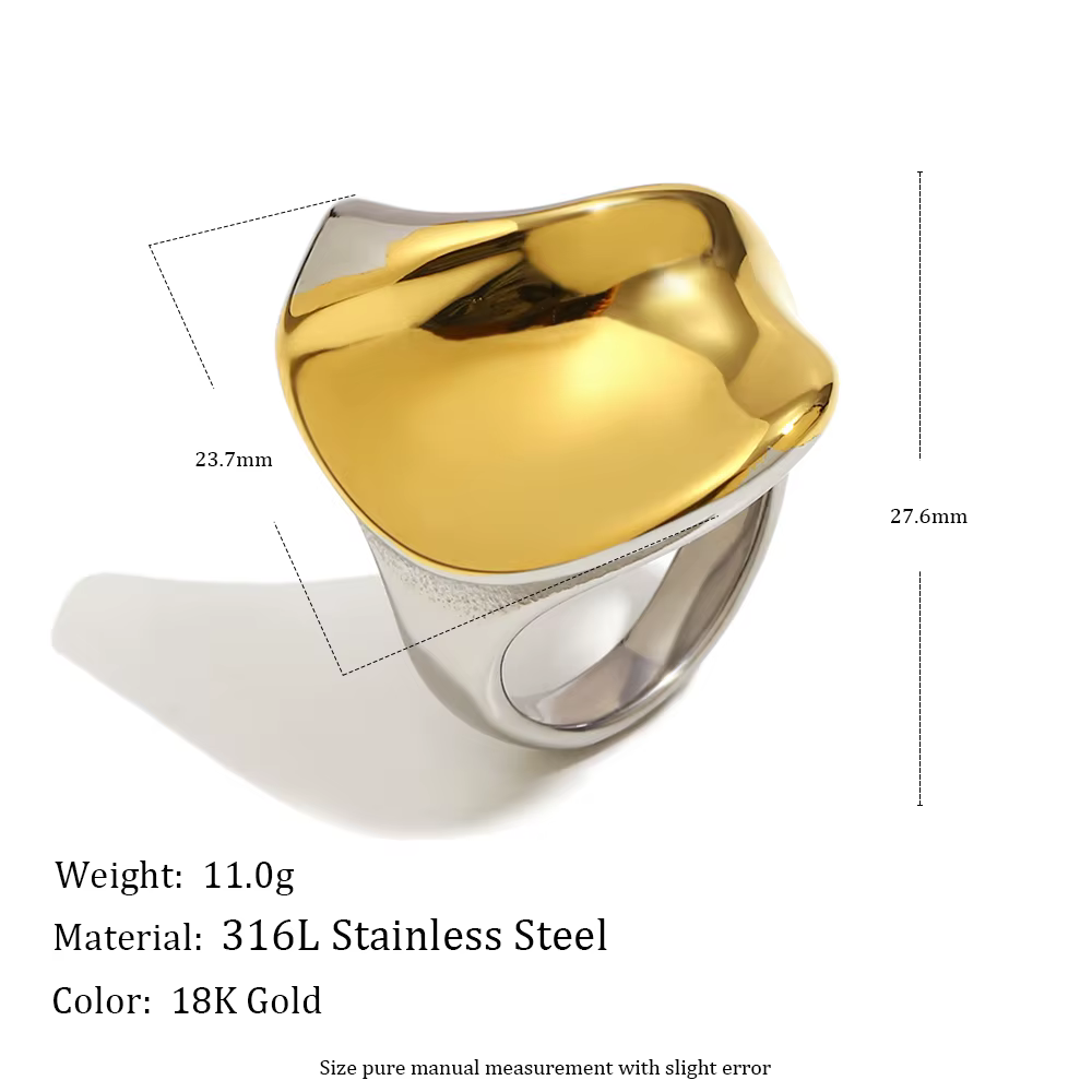 E.B.belle – bague géométrique plaquée or en acier inoxydable, couleurs mélangées, sans ternissement,