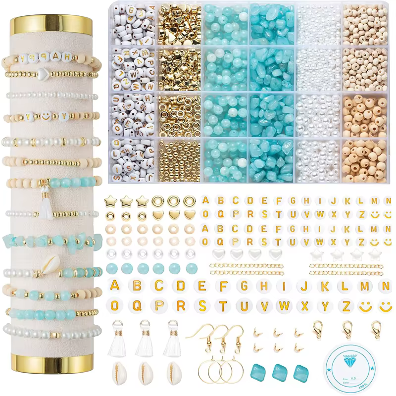 Kit de fabrication de bracelets en pierre naturelle, perles en pierre naturelle irrégulière avec let