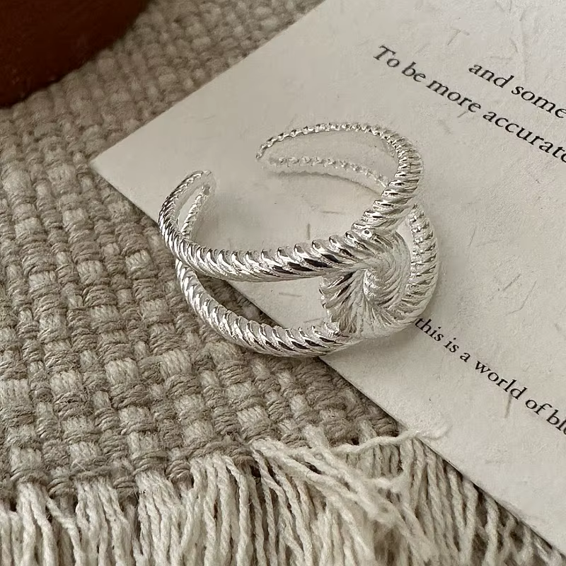 Bagues en argent Sterling 925 pour femmes, Vintage, faites à la main, ligne croisée réglable, bande 