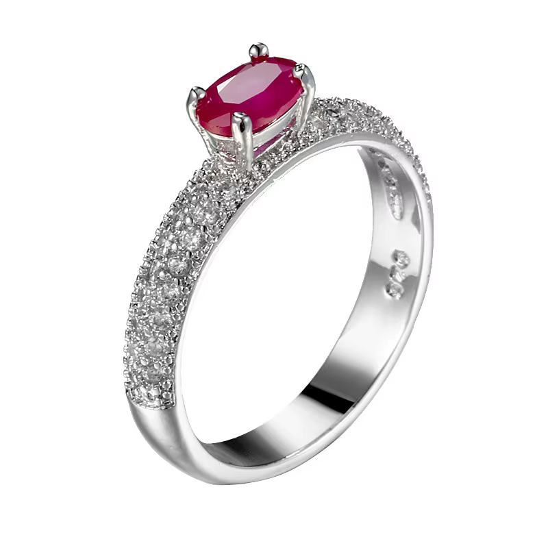 Grande bague rouge en argent Sterling 925 pour mariage et mariée, bijoux en pierre CZ, charmant, pou