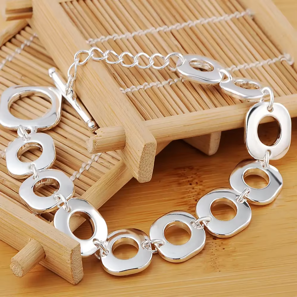 Bracelets en argent sterling 925 de conception élégante pour femmes et hommes, bijoux de haute quali