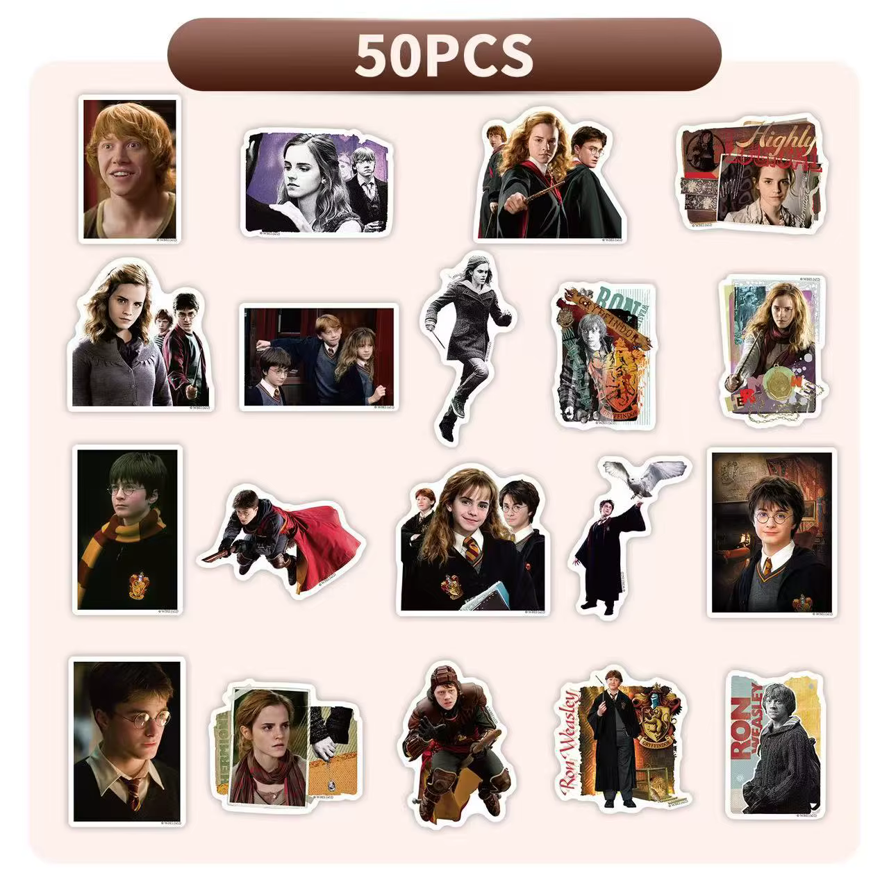 Autocollants imperméables Harry Potter, 50 pièces/ensemble, pour carnet, album photo, cadre photo, c