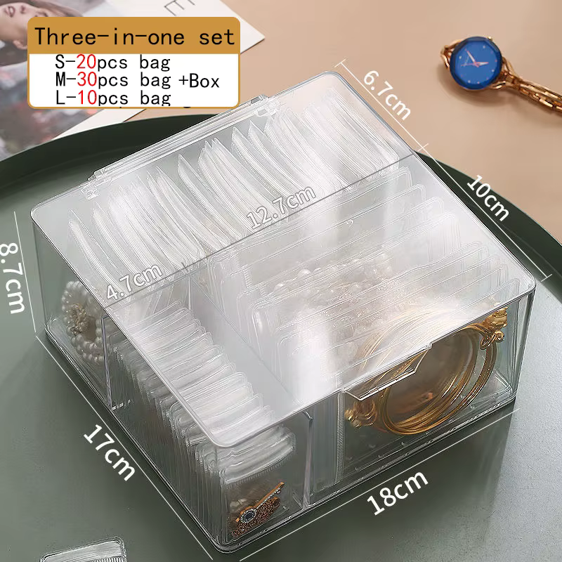 Boîte de rangement pour bijoux avec fermeture éclair, sacs anti-oxydation pour bijoux, organisateur 