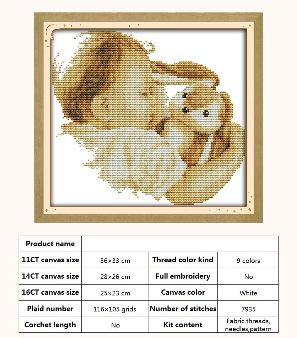 Ensemble de points de croix comptés pour petite fille, motifs d'ange bébé, kit de broderie grossier,