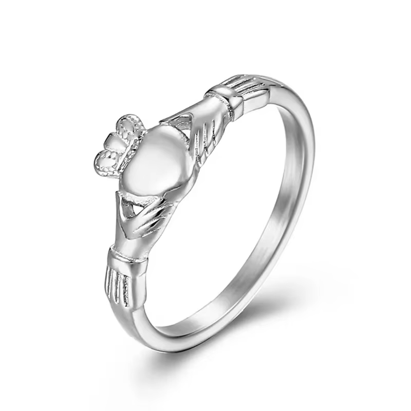 Bague Claddagh irlandaise en acier inoxydable, couronne en forme de cœur, alliance de promesse de ma