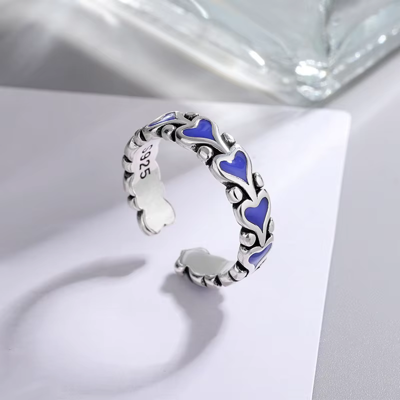 Bagues en argent Sterling 925 pour femmes, Vintage, faites à la main, réglables, rétro, en forme de 