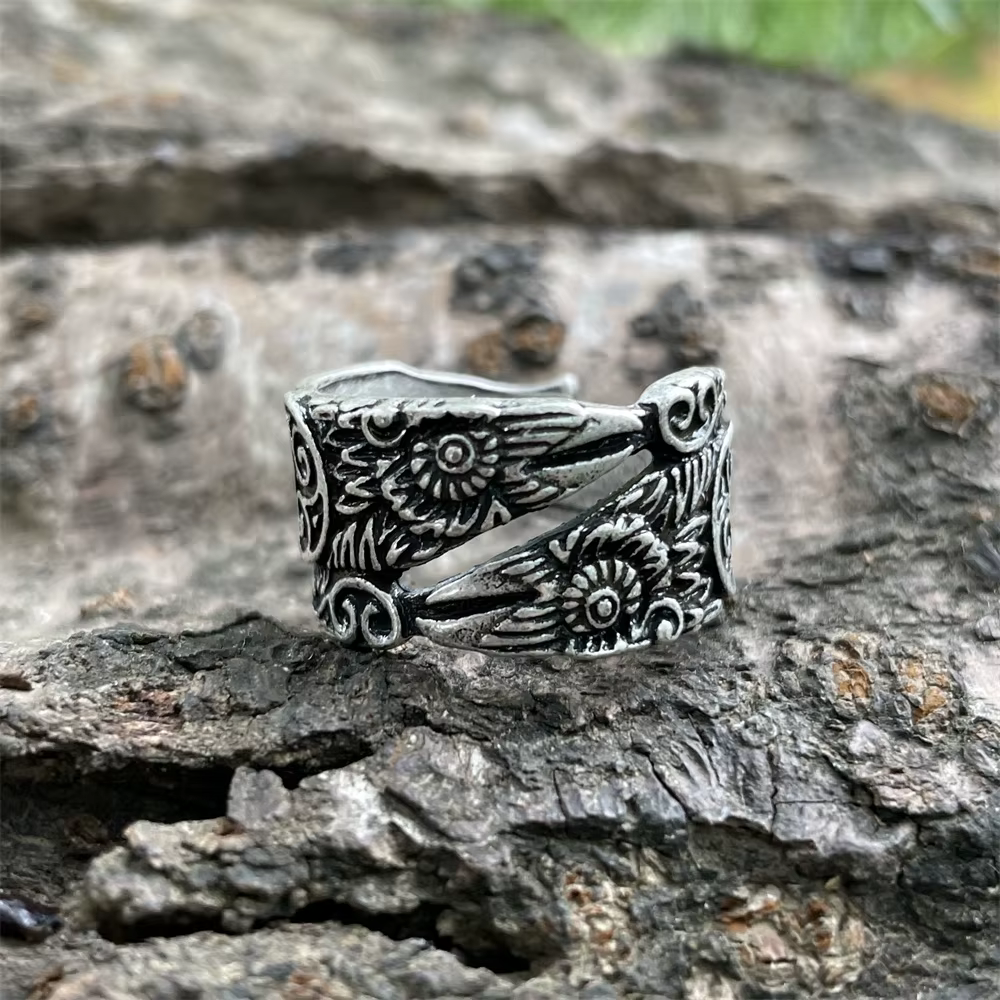 Bague corbeau Viking nordique Odin, bijou réglable, symbole de la mythologie scandinave Triskele Tri