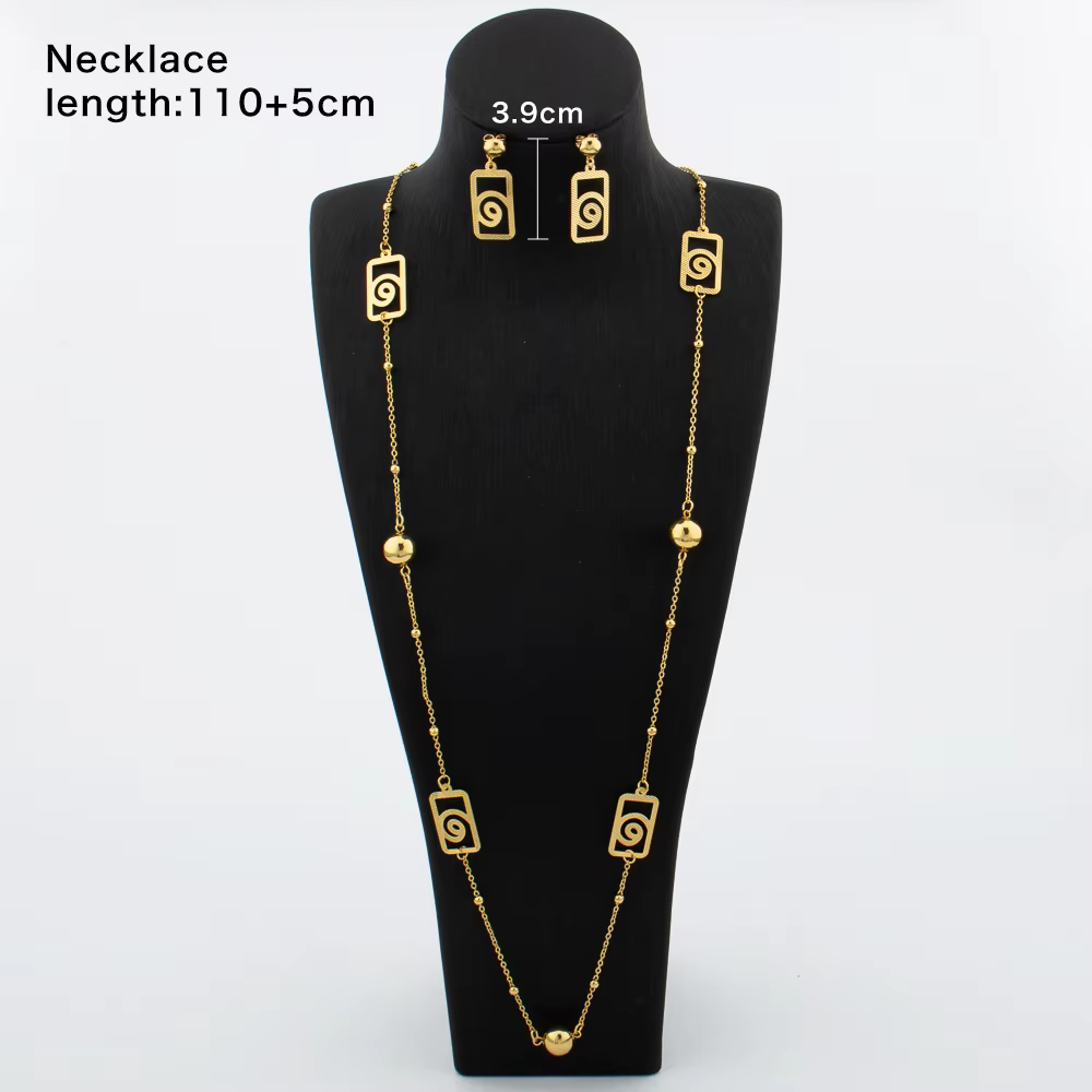 Colliers longs de la présidence avec boucles d'oreilles pour femmes taille en cuivre pendentif vinta