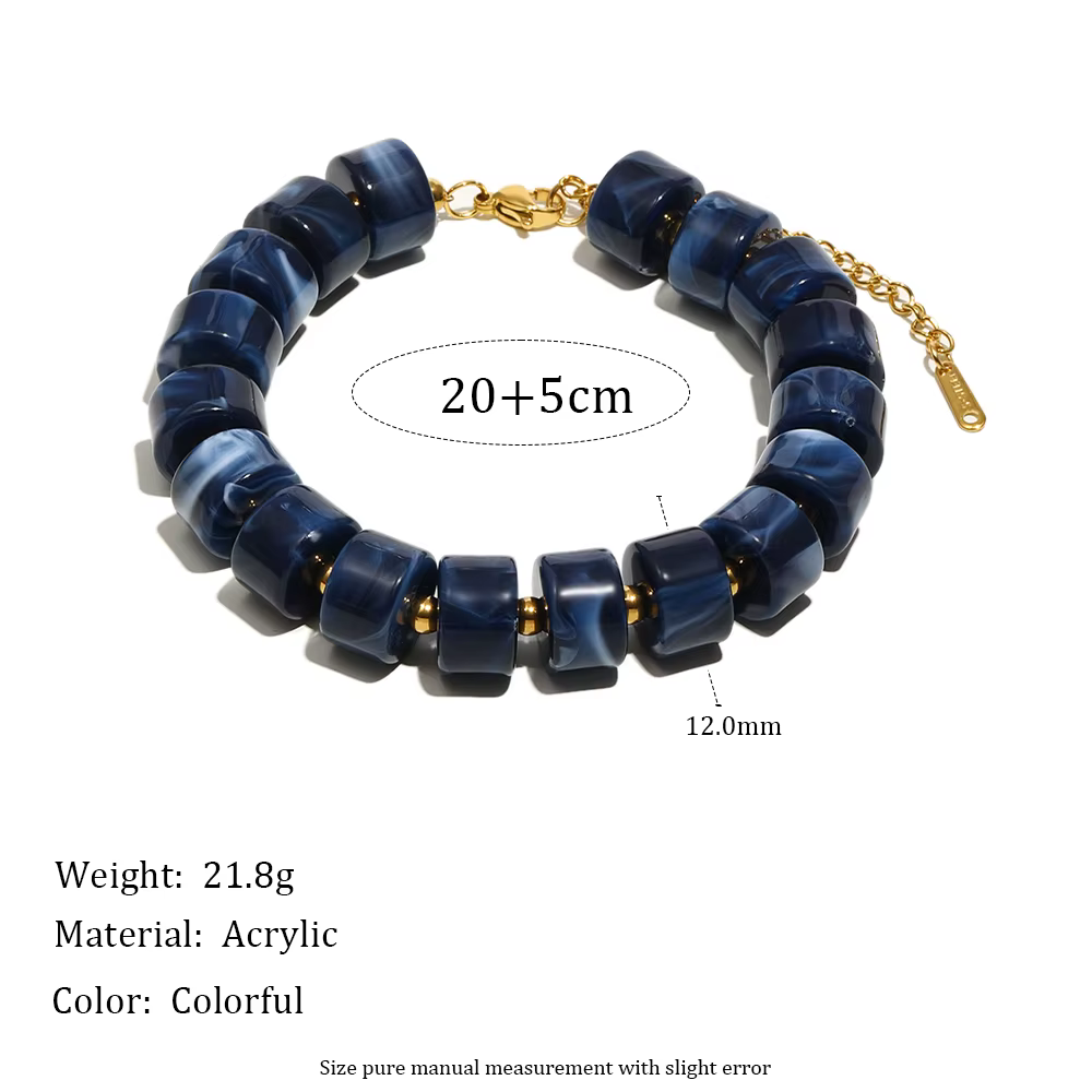 E.B.belle – Bracelet et collier de perles cylindriques en acrylique Opaque, ensemble de bijoux de dé