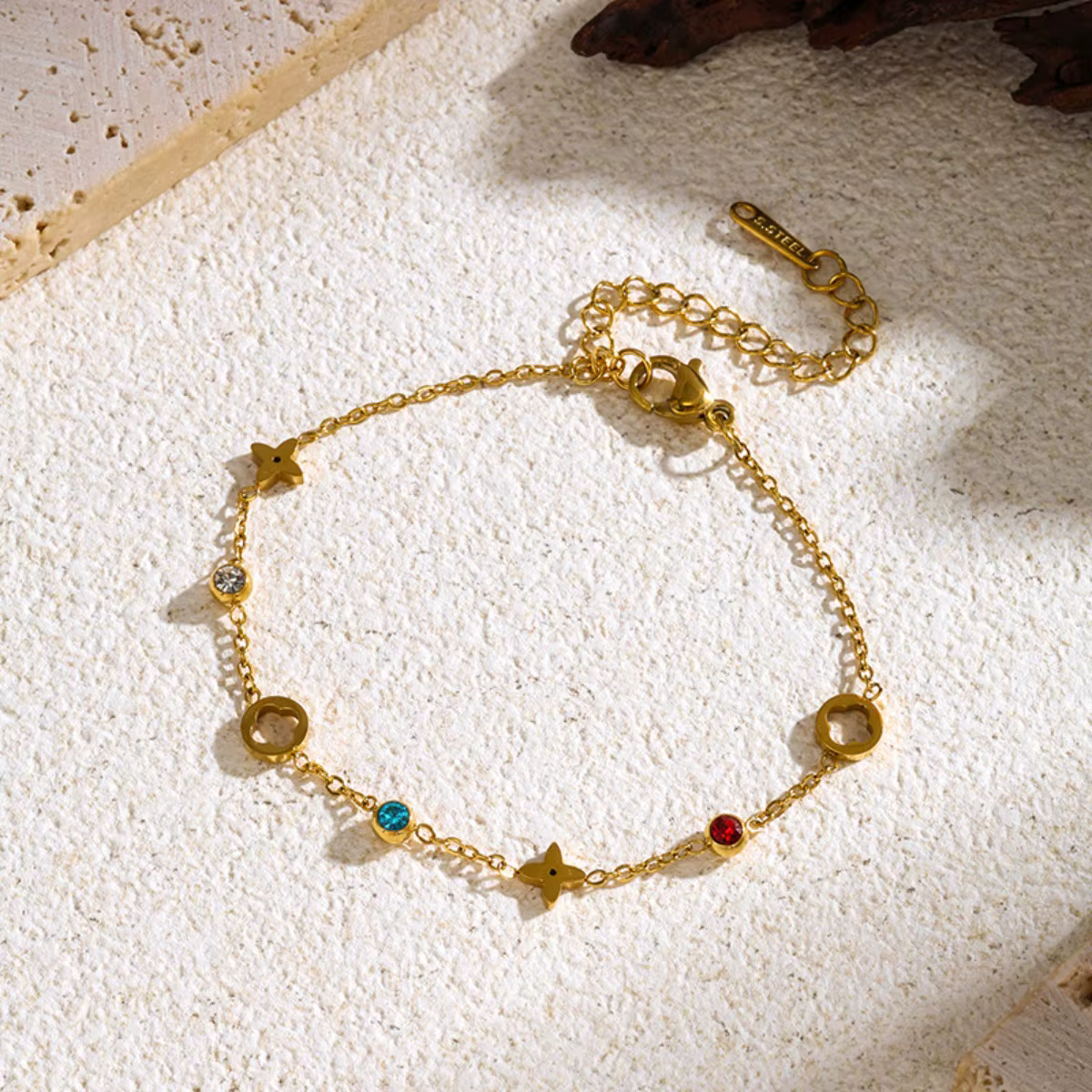 Ensemble collier et Bracelets en Zircon coloré, bijoux en acier inoxydable, accessoires Boho de luxe