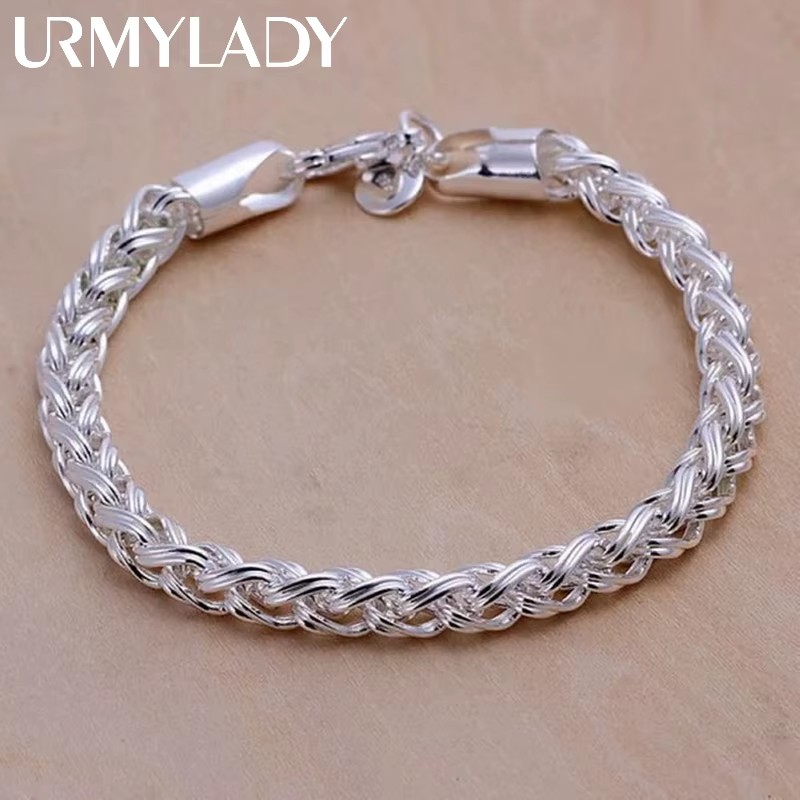 Bracelets en argent Sterling 925, chaîne de bijoux pour femmes et hommes, 6mm 4MM, haute qualité, ca