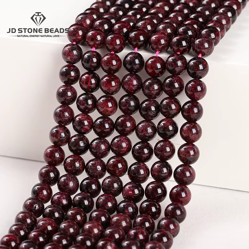 Perle de grenat rouge foncé en pierre naturelle 1A, entretoise ronde adt, taille de choix 4mm, 6mm, 