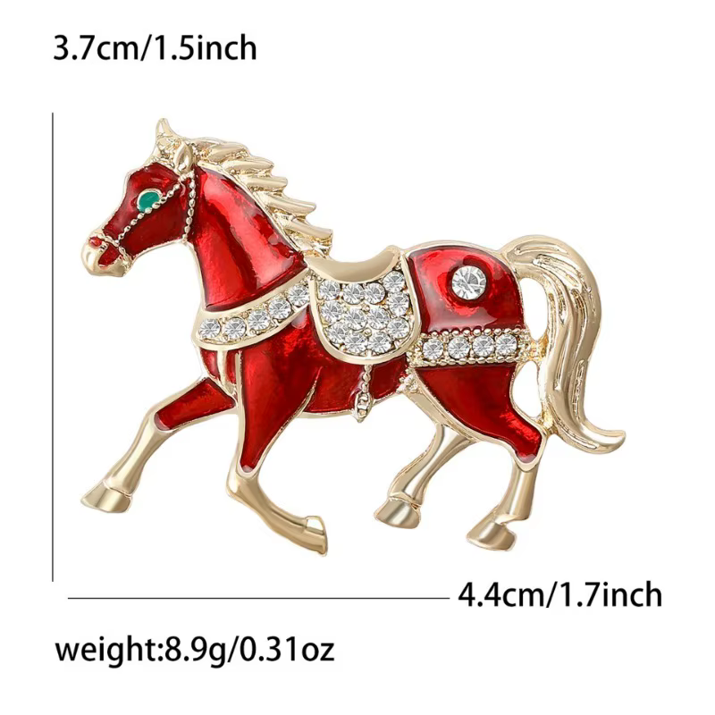 Broches de cheval en émail avec strass, épingles à revers de cheval de course, bijoux animaux à la m