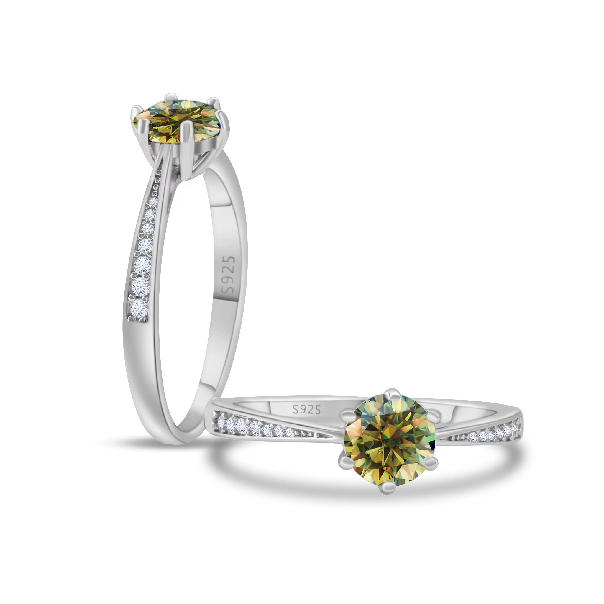 Group bague de mariage Moissanite pour femme, argent regardé 1.0, diamant de laboratoire brillant ro